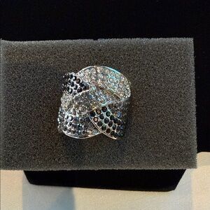 Lia Sophia Silver and Black Crystal Brooch